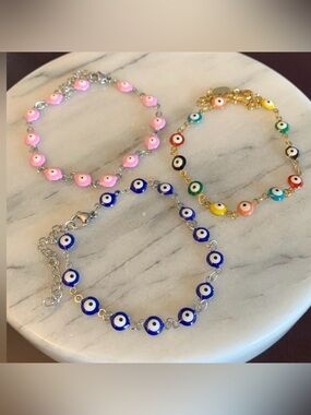 (3X) Evil Eye Bracelet Bundle Stainless Steel
